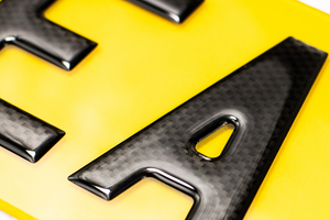 3D Gel Number Plates with Gloss Black Carbon Lettering