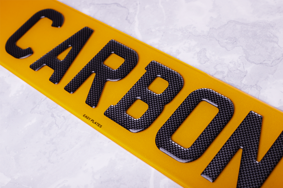 3D Gel Number Plates with Graphite Carbon Lettering